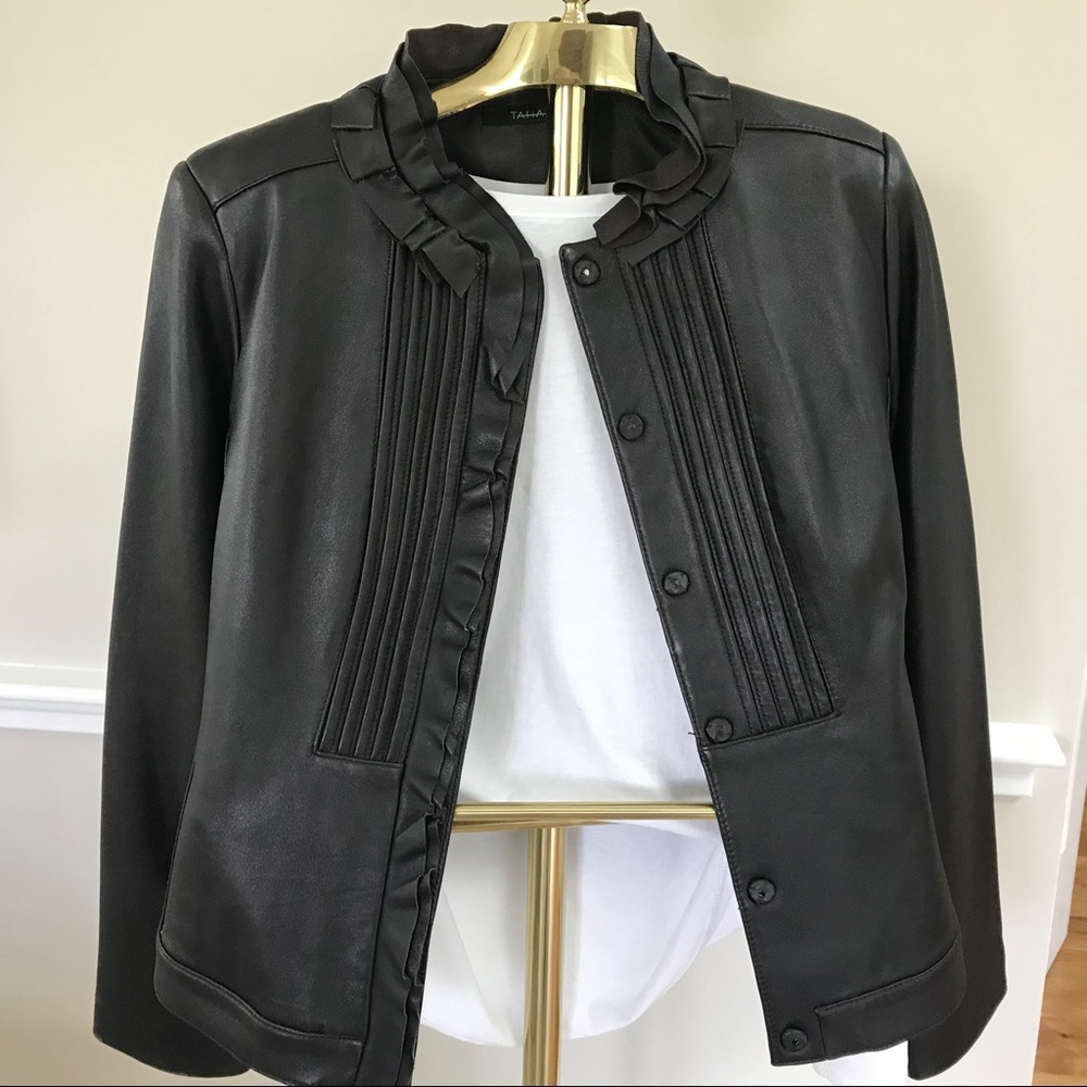 COPY - TAHARI,  Brown Leather Jacket